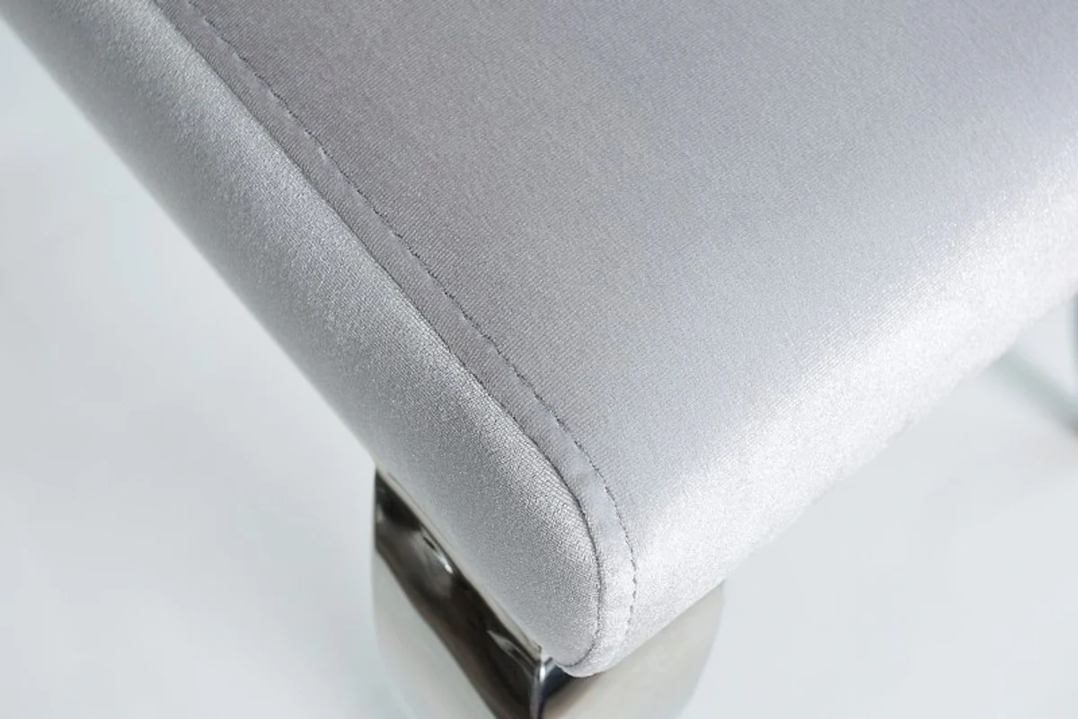 Esszimmer Stuhl Silbergrau / Silber - Designer Stuhl - Modern Barock