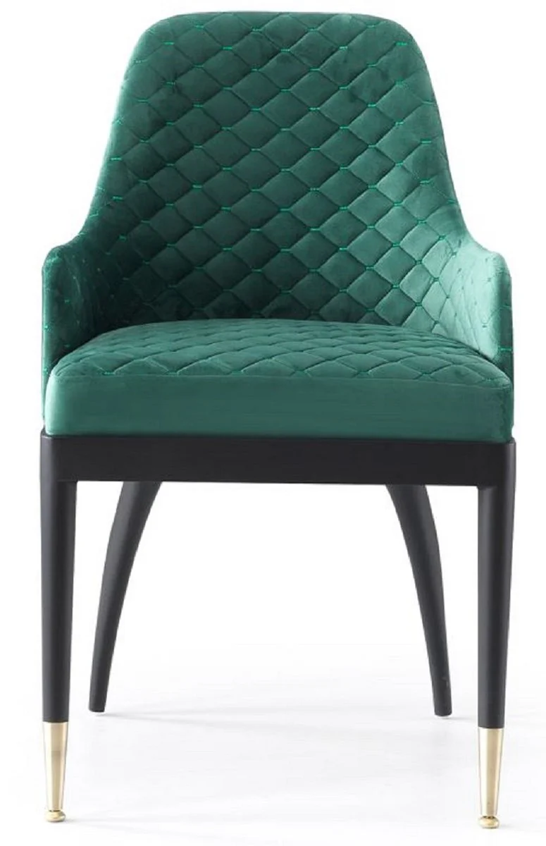 Luxus Esszimmer Set Grün / Schwarz / Messing - 1 Luxus Esstisch & 8 Luxus Esszimmerstühle - Esszimmer Möbel - Luxus Möbel - Luxus Kollektion