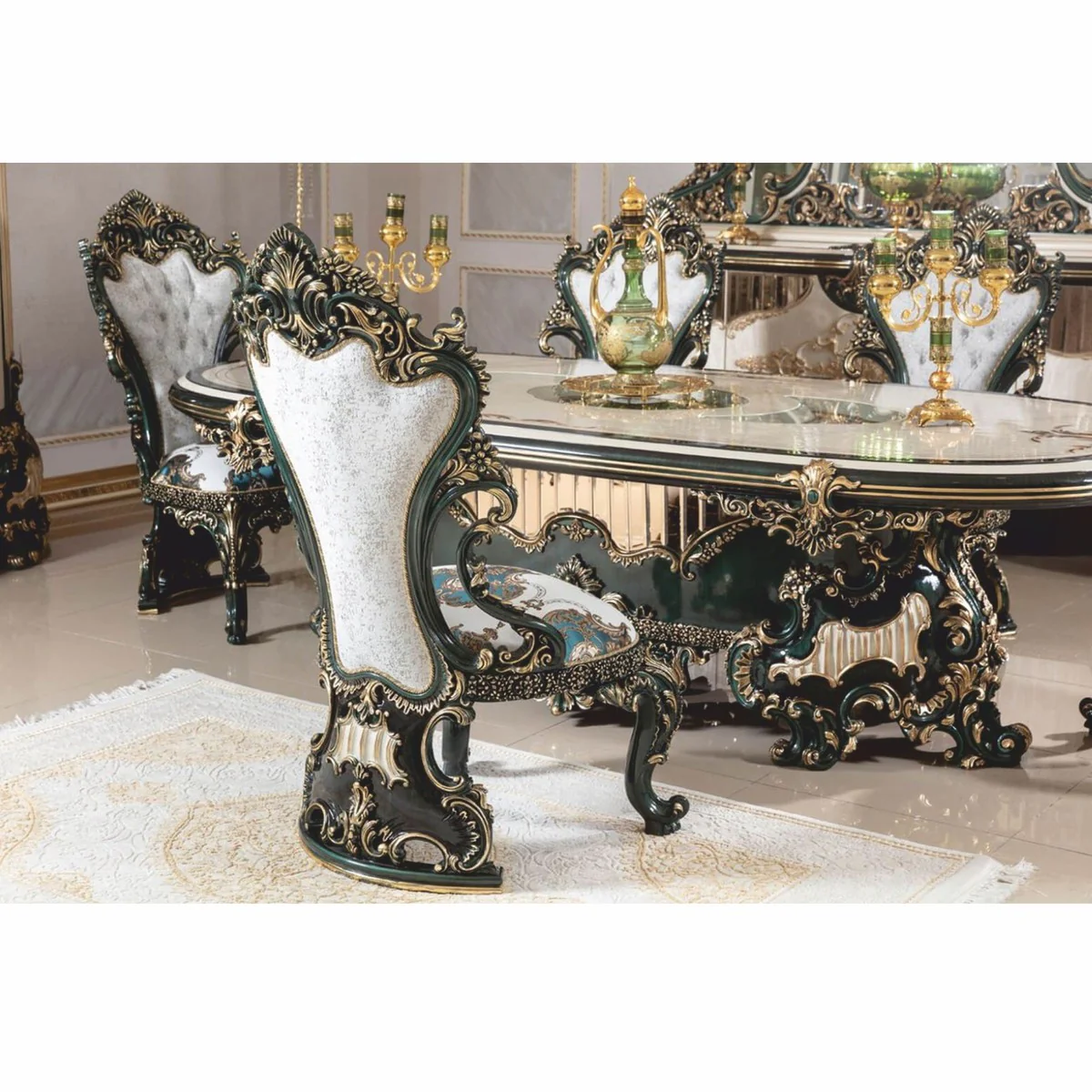 Luxus Barock Esszimmer Stuhl 6er Set - Hangefertigte Barockstil Esszimmer Möbel