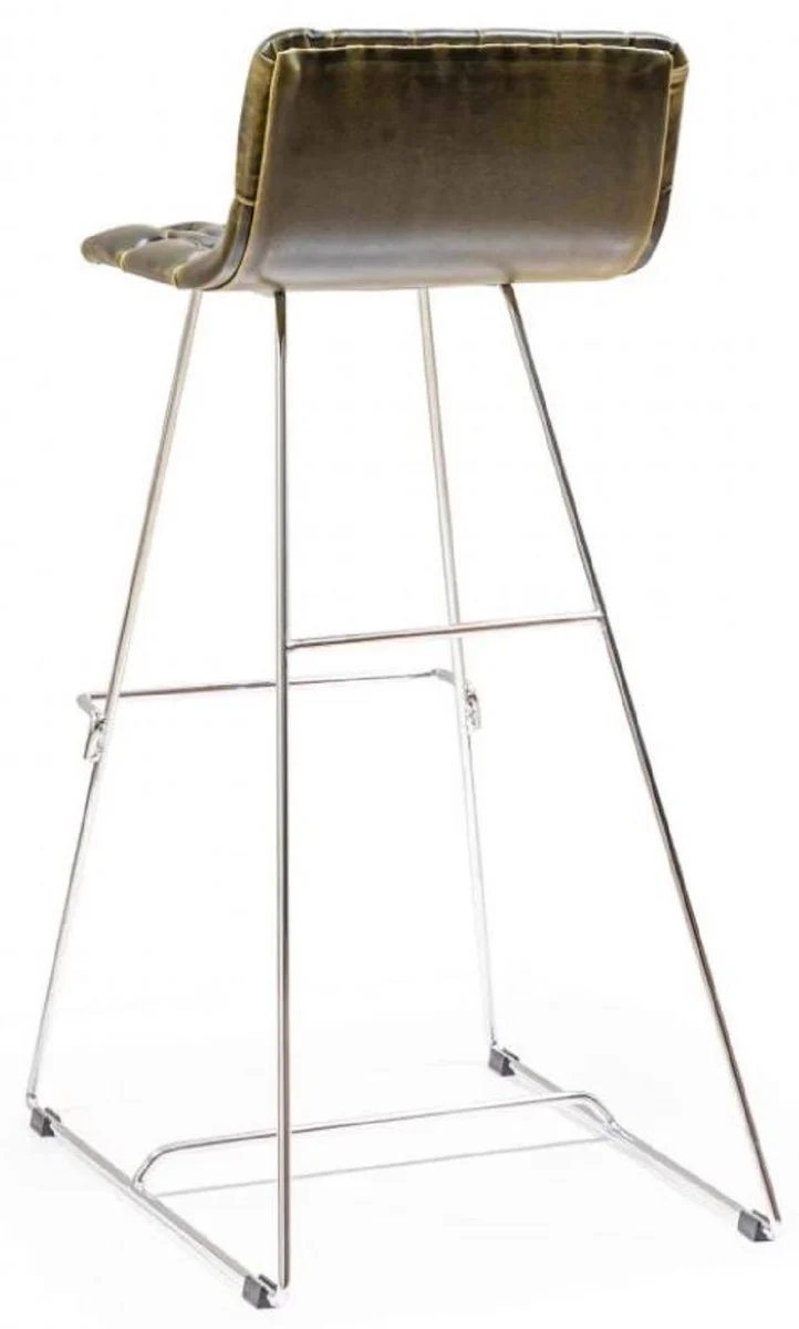 Luxus Barstuhl Set Schwarz / Gold / Silber 37 x 33 x H. 90 cm - Moderne Barstühle mit Kunstleder - Garten Gastronomie Bar Möbel