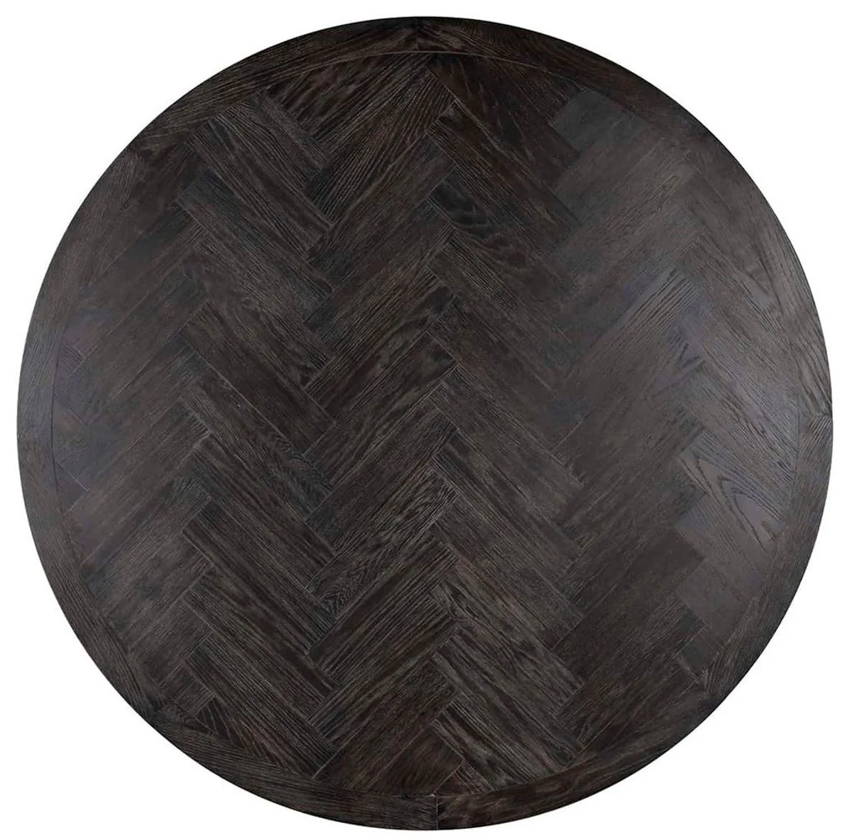 Luxus Esstisch Schwarz / Gold Ø 140 x H. 75 cm - Runder Esszimmertisch mit Eichenfurnier Tischplatte und Edelstahl Tischbein - Luxus Esszimmer Möbel