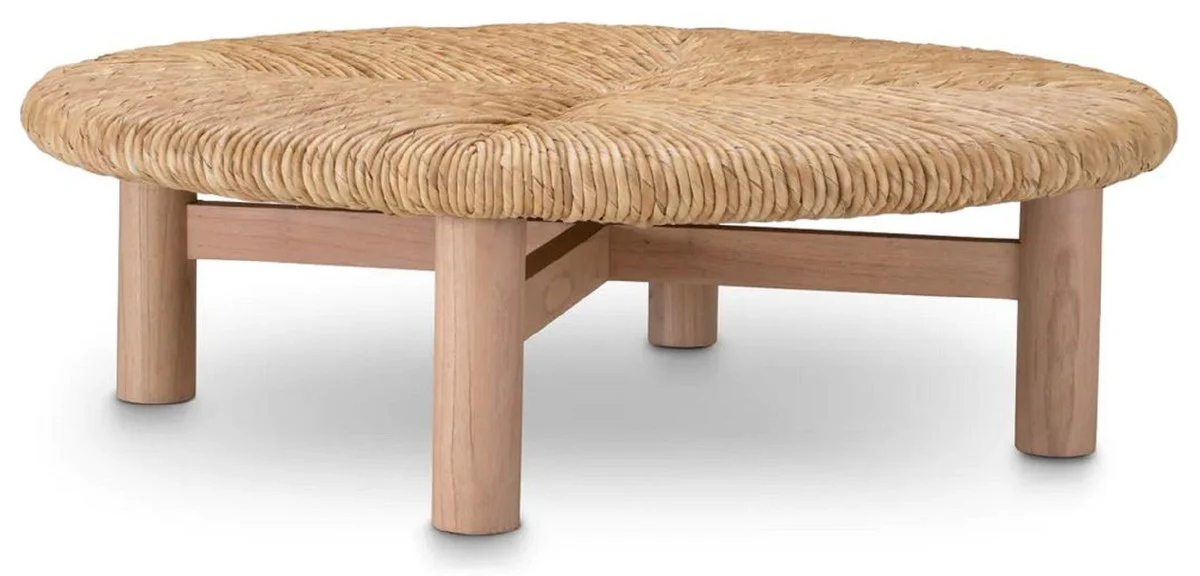 Luxus Couchtisch Naturfarben Ø 100 x H. 30,5 cm - Runder Wohnzimmertisch - Wohnzimmer Möbel - Luxus Möbel - Luxus Einrichtung