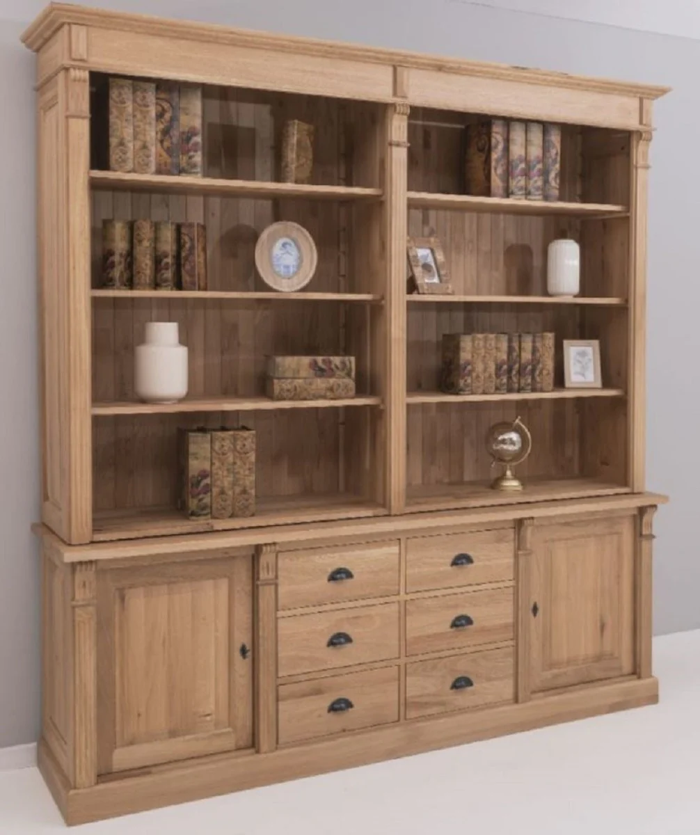 Landhausstil Eichenholz Schrank Naturfarben 223 x 51 x H. 228 cm - Landhausstil Massivholz Möbel