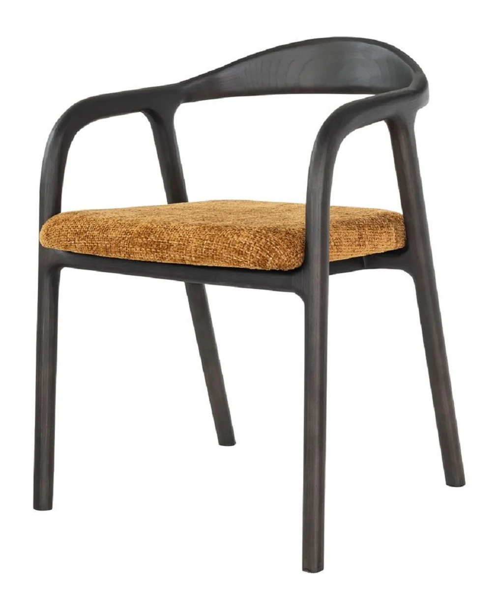 Luxus Esszimmer Stuhl mit Armlehnen Schwarz / Braun - Hotel & Restaurant Möbel