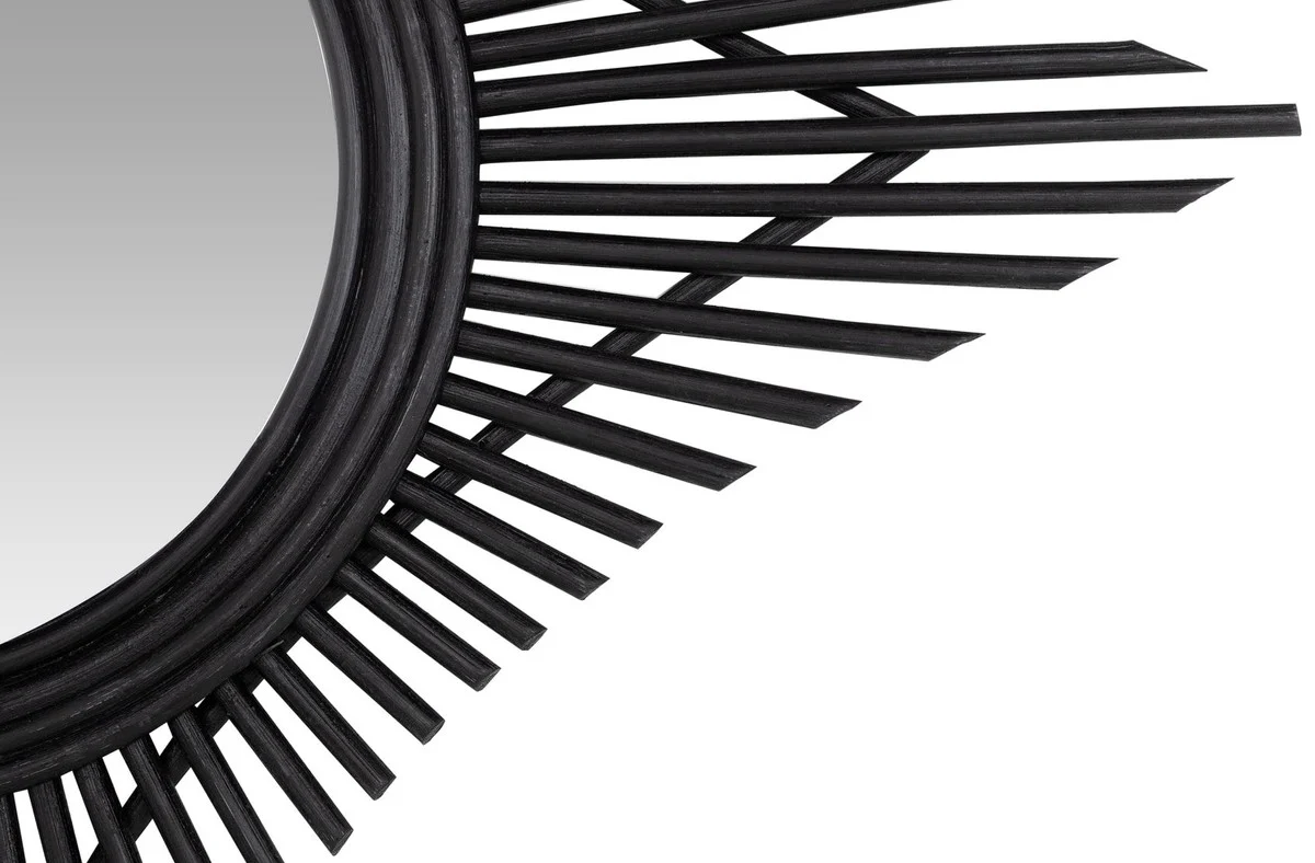 Designer Rattan Spiegel Schwarz 70 x 3,5 x H. 70 cm - Deko Accessoires