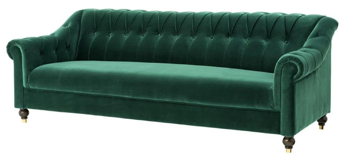 Luxus Chesterfield Wohnzimmer Sofa Grün / Braun / Gold 230 x 90 x H. 81,5 cm - Luxus Qualität
