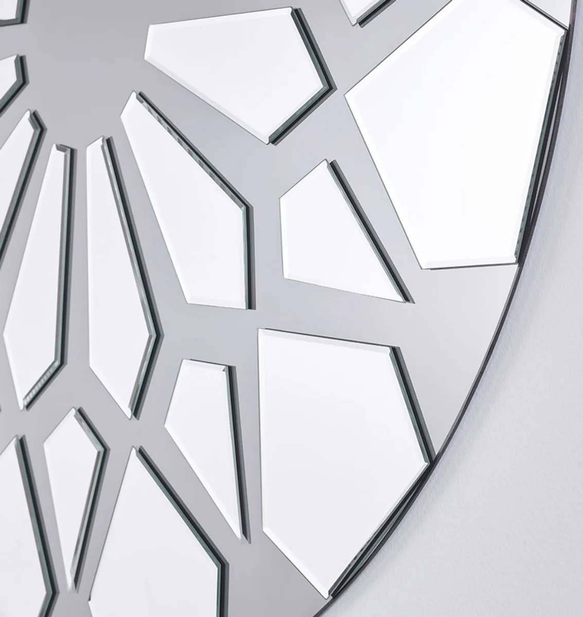 Designer Wandspiegel Grau Ø 100 cm - Moderner Design Spiegel - Garderoben Spiegel - Wohnzimmer Spiegel - Luxus Kollektion