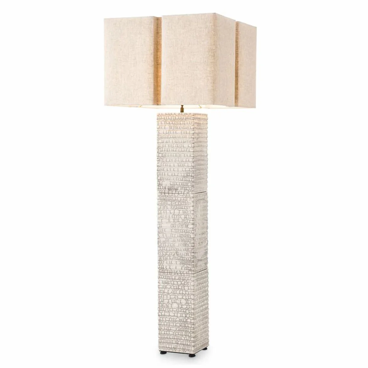 Luxus Keramik Stehleuchte mit Lampenschirm Antik Weiß / Beige H. 165 cm