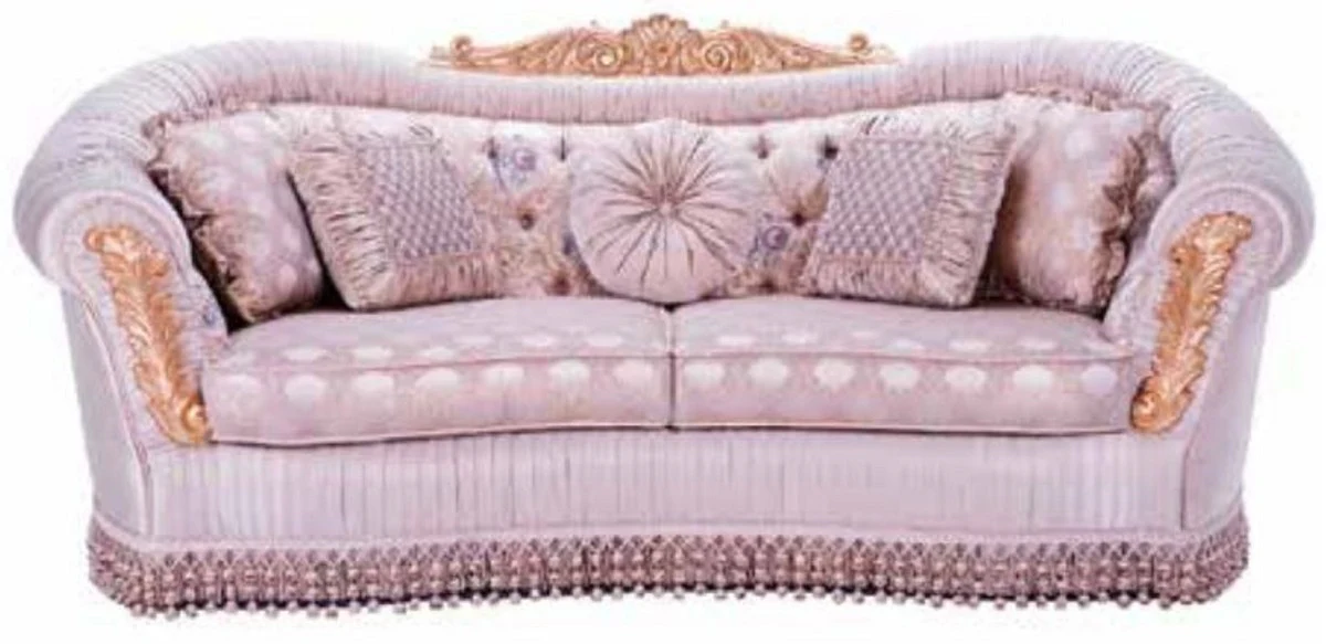 Luxus Barock Sofa Rosa - Prunkvolles Wohnzimmer Sofa - Barockstil Wohnzimmer Möbel - Luxus Möbel im Barockstil - Barock Einrichtung - Edel & Prunkvoll