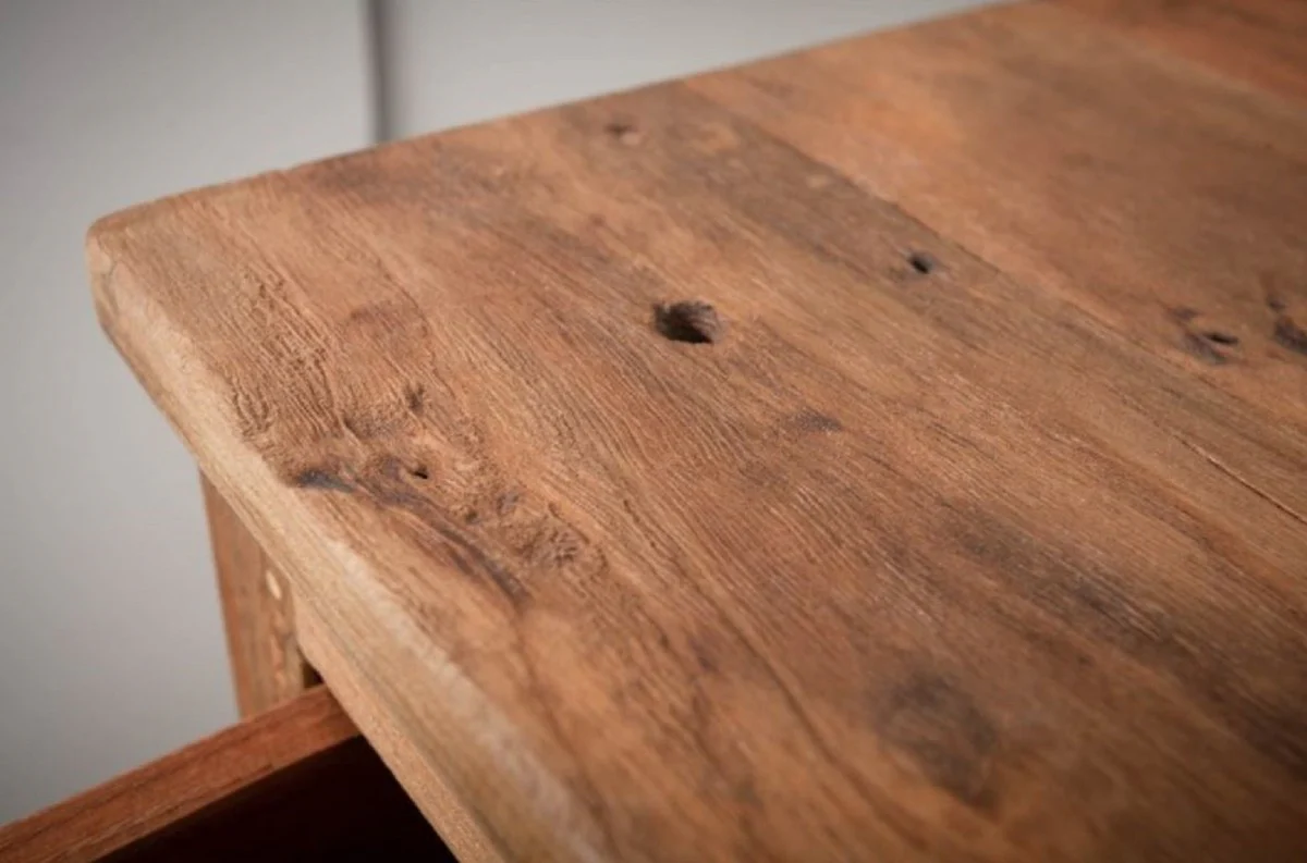 Landhausstil Weinschrank mit Schublade und Weinflaschen Regal Naturfarben 56 x 31 x H. 81 cm - Barschrank aus recyceltem Massivholz - Bar Möbel - Landhausstil Möbel