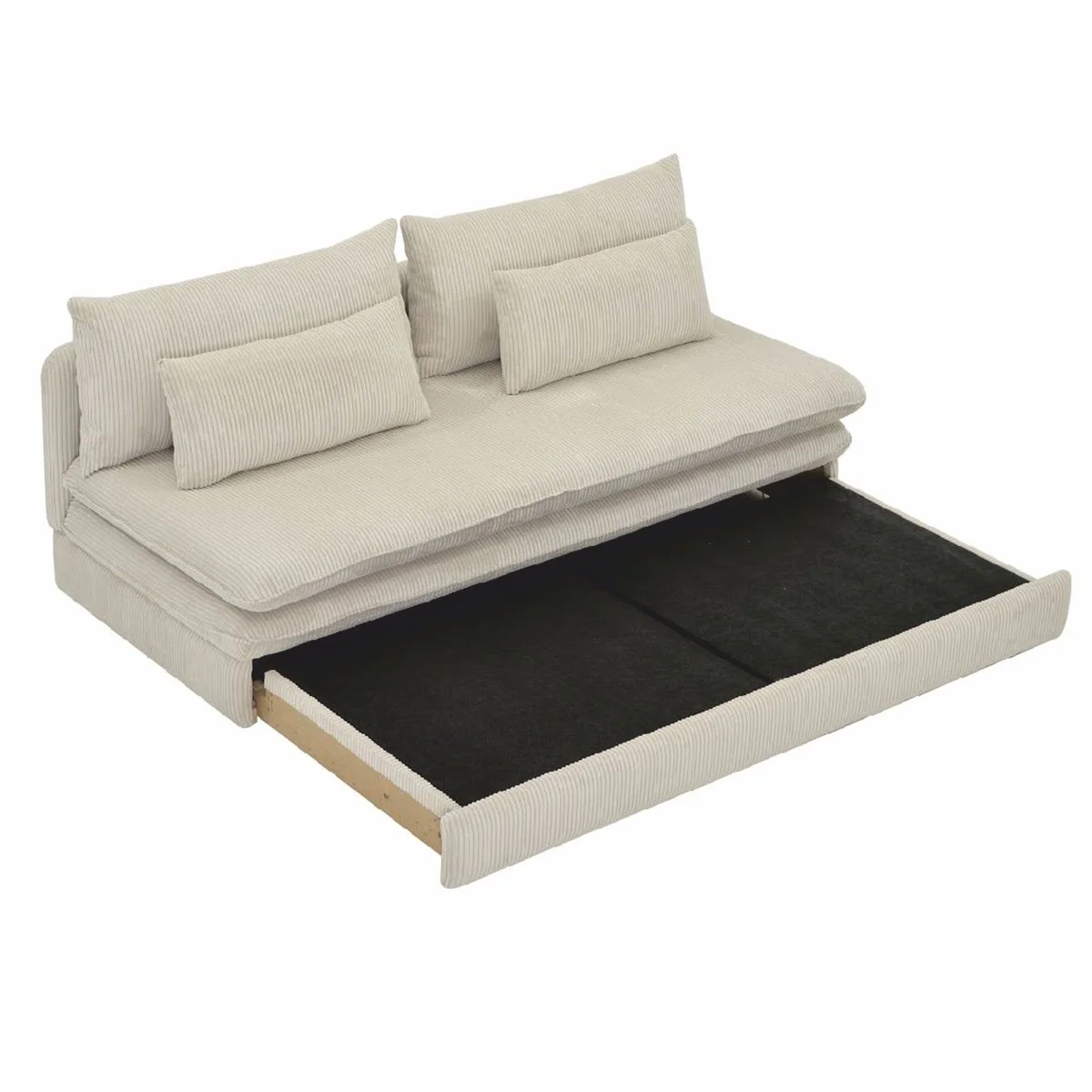 Schlafsofa Hellbeige 190 cm - Ausklappbares Wohnzimmer Sofa