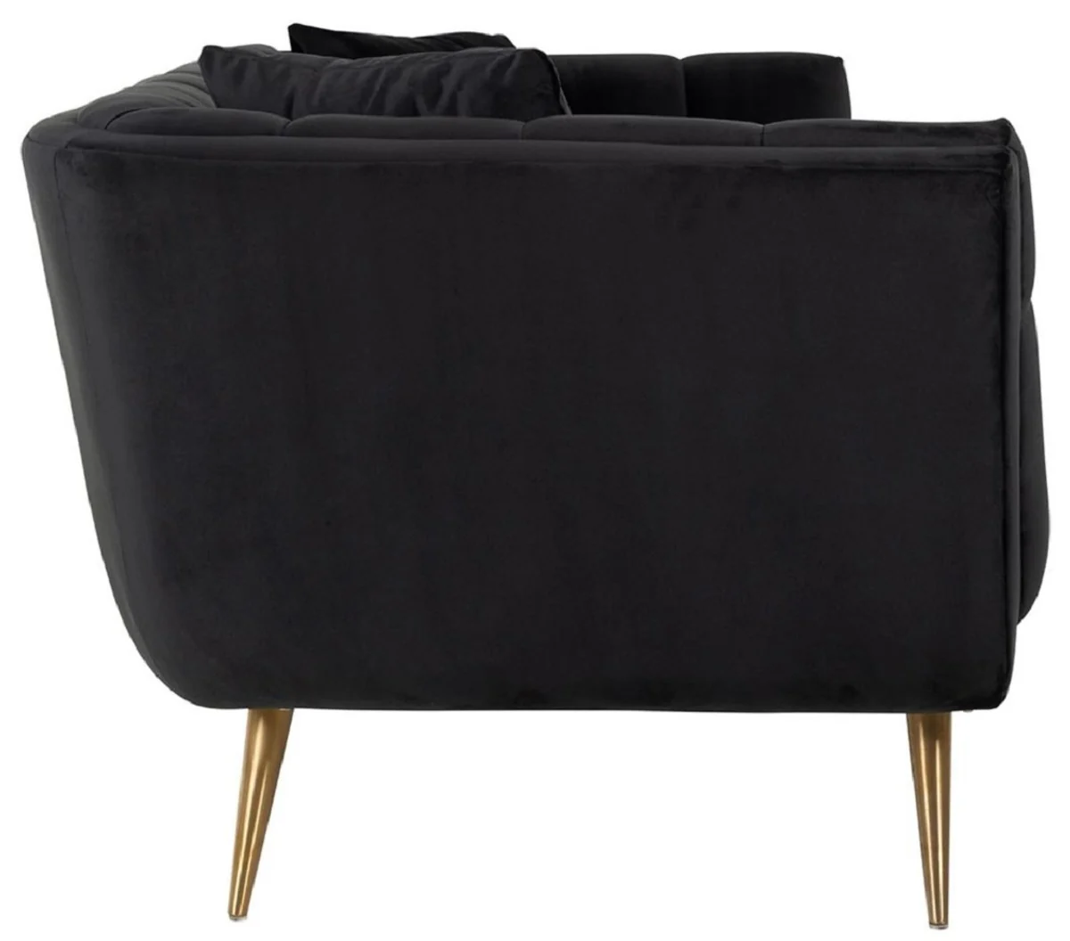 Luxus Samt Sofa Anthrazit / Gold 230 x 91 x H. 75 cm - Wohnzimmer Sofa - Wohnzimmer Möbel - Luxus Möbel - Wohnzimmer Einrichtung - Luxus Einrichtung - Luxus Qualität