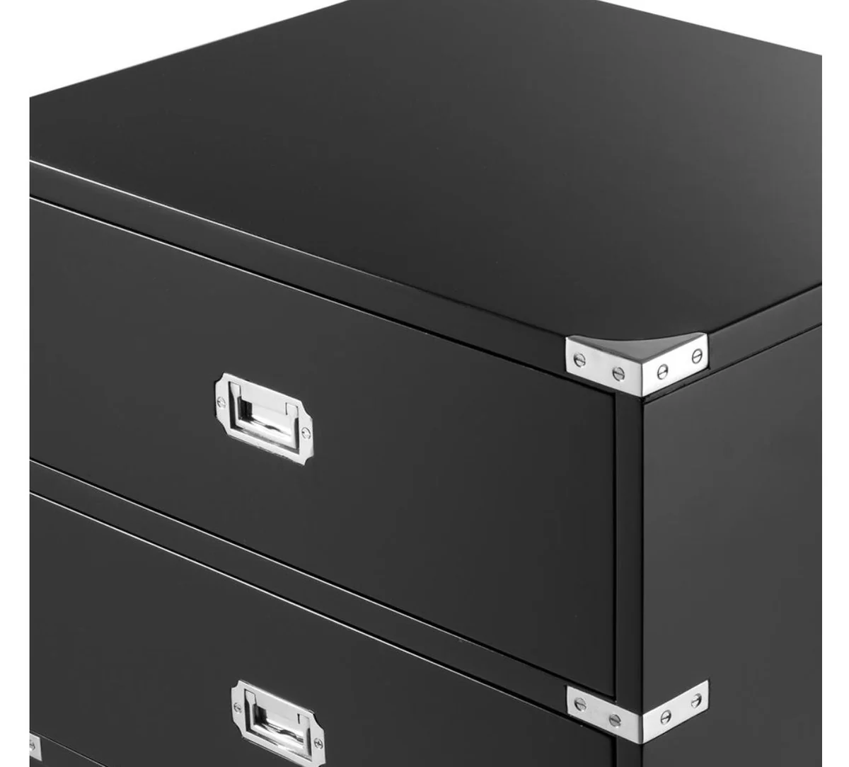 Luxus Beistelltisch mit 3 Schubladen Schwarz 71 x 40,5 x H. 74 cm - Wohnzimmermöbel