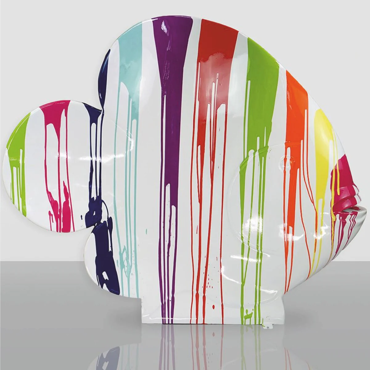 XXL Deko Skulptur Fisch Weiß / Bunt H. 110 cm - Deko Figur