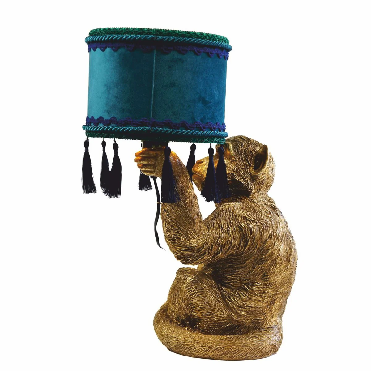 Luxus Tischleuchte Affe Gold / Blau / Grün H. 50 cm - Luxus Leuchten