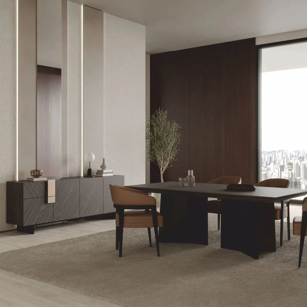 Luxus Esstisch Dunkelbraun 220 cm - Hotel & Esszimmer Möbel