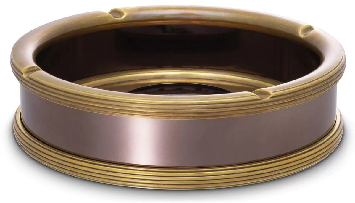 Luxus Aschenbecher Vintage Messing / Bronze Ø 18 x H. 5 cm - Runder Messing Aschenbecher - Deko Accessoires - Luxus Qualität