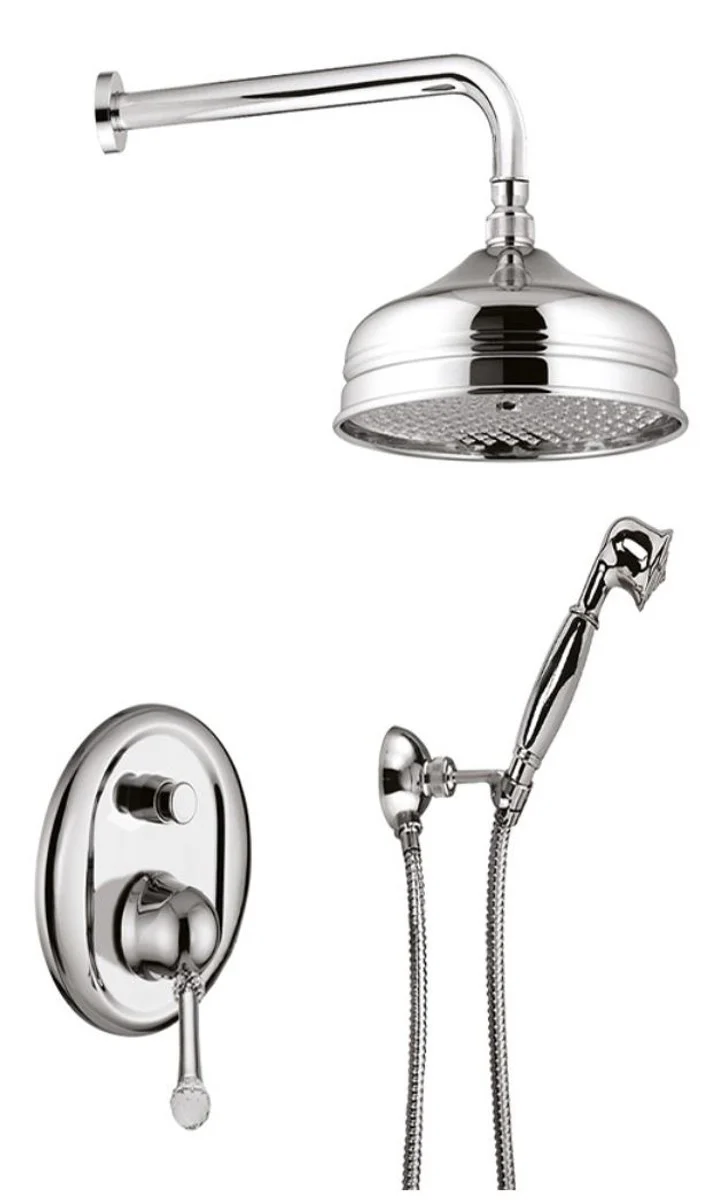 Luxus Badezimmer Duschgarnitur / Brauseset mit Swarovski Kristallglas Silber - Luxus Qualität