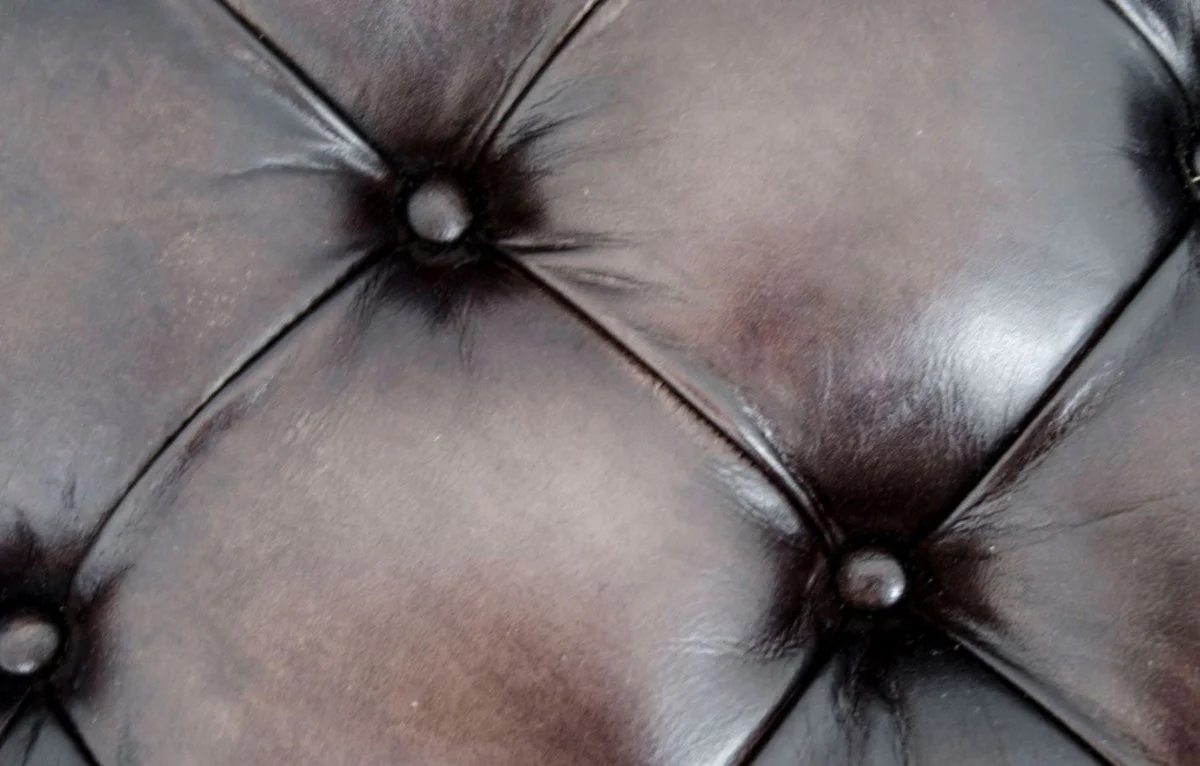 Luxus Chesterfield Echtleder Fußhocker Rotguss 144 x 64 x H. 46 cm - Luxus Möbel