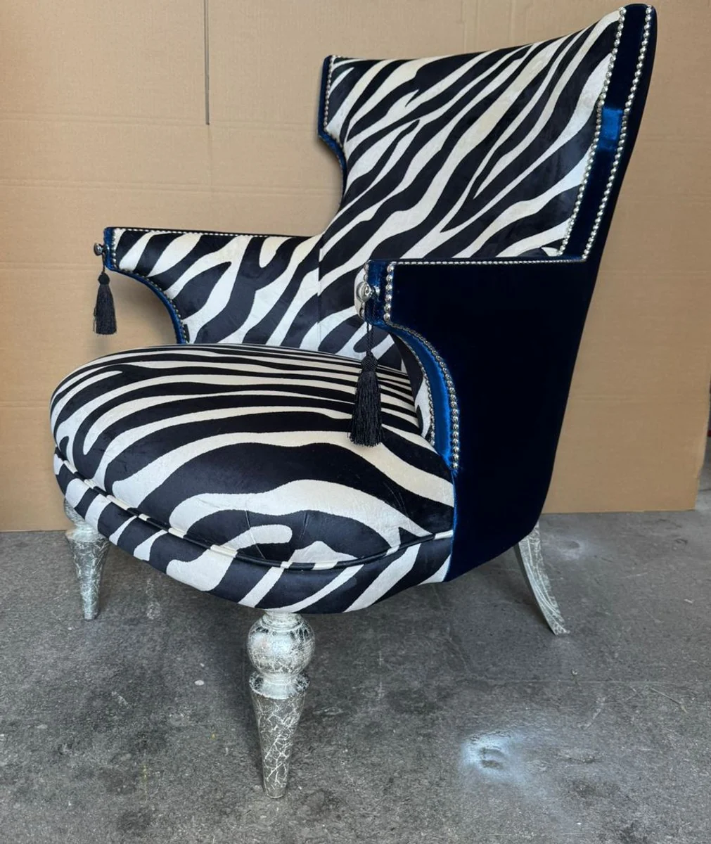 Barock Wohnzimmer Sessel mit Zebra Design - Barock Möbel