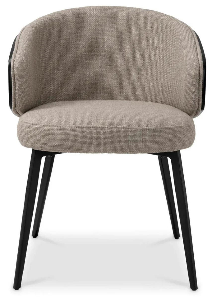 Luxus Esszimmer Stuhl Grau / Schwarz 57 x 62 x H. 77 cm - Küchenstuhl mit Armlehnen - Esszimmer Möbel - Luxus Möbel - Luxus Qualität