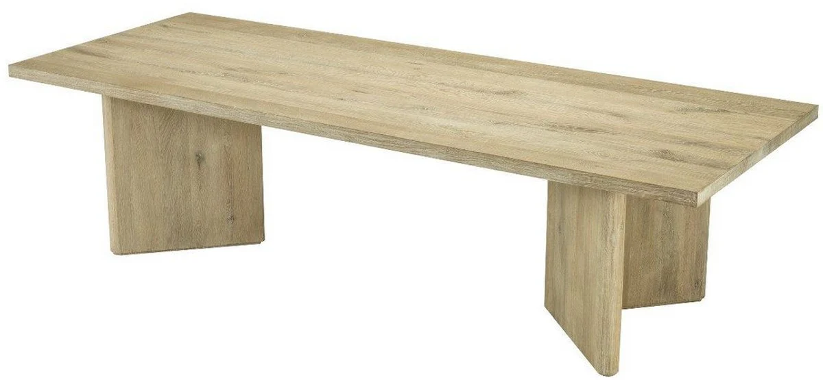 Luxus Massivholz Esstisch Naturfarben 280 x 110,5 x H. 76 cm - Rechteckiger Eichenholz Küchentisch - Luxus Massivholz Esszimmer Möbel