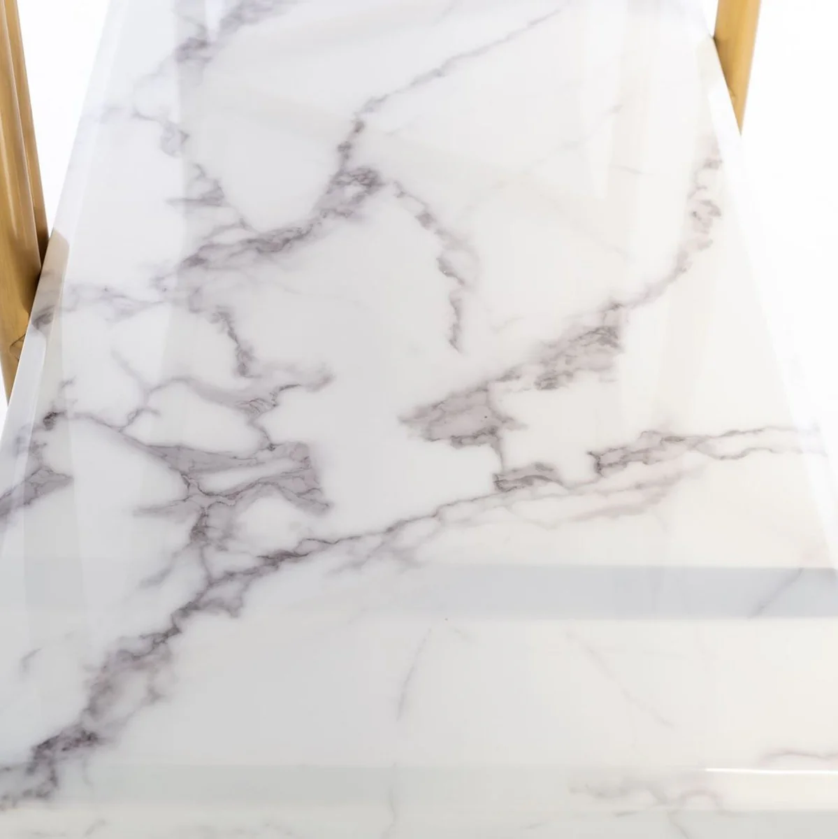 Luxus Regalschrank Gold / Weiß 165 x 46,5 x H. 185 cm - Edelstahl Schrank mit 3 Kunstmarmor Regalplatten - Wohnzimmerschrank - Bücherschrank - Wohnzimmer Möbel