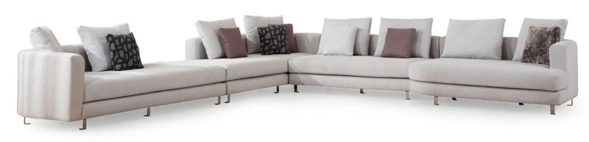Luxus Ecksofa Grau / Silber 424 x 430 x H. 90 cm - Wohnzimmer Sofa - Wohnzimmer Möbel - Luxus Möbel - Luxus Wohnzimmer Einrichtung