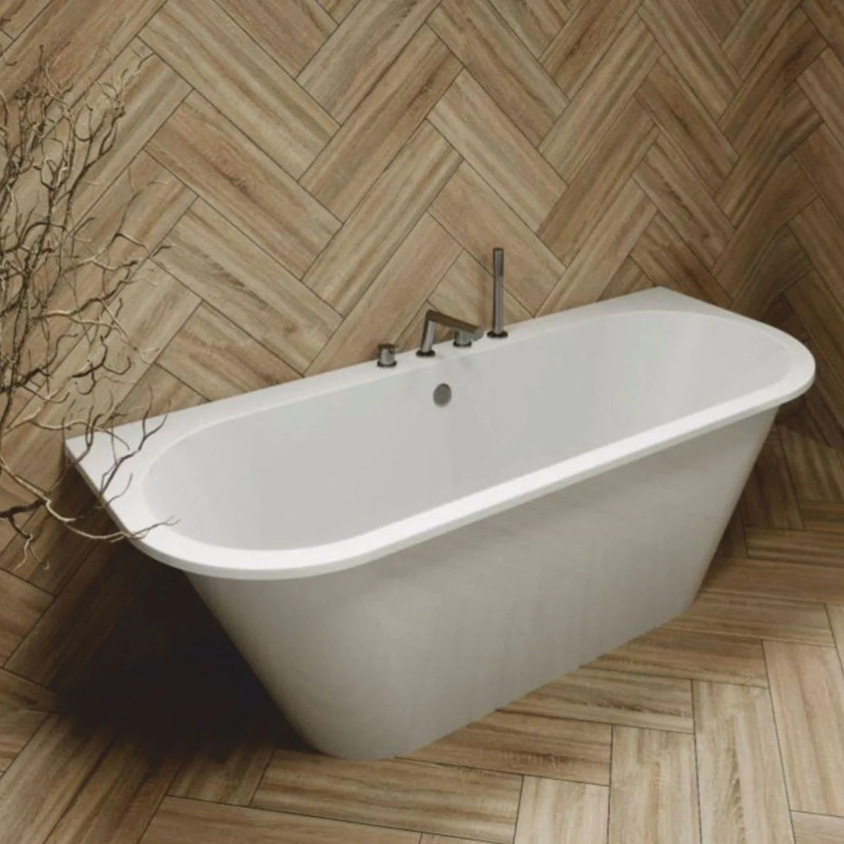 Freistehende Luxus Badewanne Hochglanz Weiß 170 cm - Badezimmer Möbel