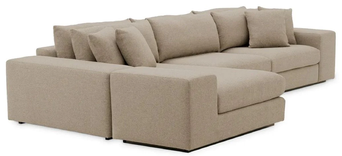 Luxus Ecksofa mit Kissen Grau / Schwarz 380 x 200 x H. 90 cm - Wohnzimmer Sofa - Hotel Sofa - Wohnzimmer Möbel - Hotel Möbel - Luxus Möbel - Luxus Qualität