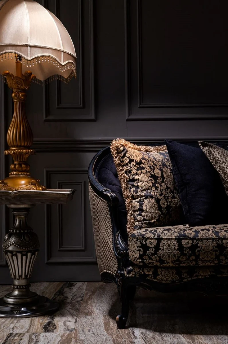 Luxus Barock Beistelltisch Silber / Naturfarben - Handgefertigter Tisch im Barockstil - Barock Wohnzimmer Möbel - Edel & Prunkvoll