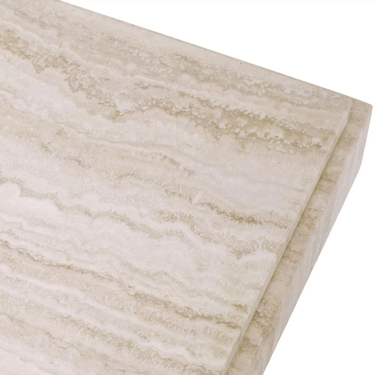 Luxus Travertin Beistelltisch Beige 65 x 50,5 x H. 40,5 cm - Naturstein Beistelltisch - Wohnzimmer Möbel - Hotel Möbel - Travertin Möbel - Luxus Möbel - Luxus Einrichtung