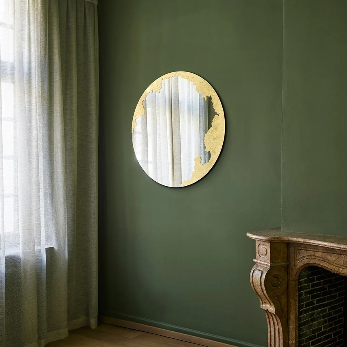 Luxus Wandspiegel Gold Ø 100 cm - Runder Wohnzimmer Spiegel - Schlafzimmer Spiegel - Garderoben Spiegel - Luxus Möbel - Luxus Interior - Luxus Qualität