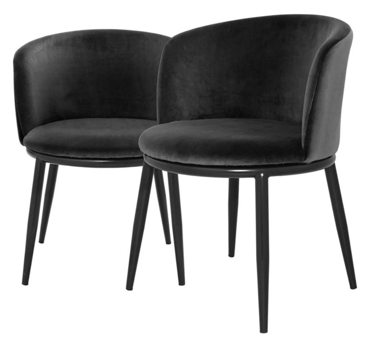 Luxus Esszimmerstuhl Set Schwarz 57 x 57 x H. 74 cm - Esszimmermöbel