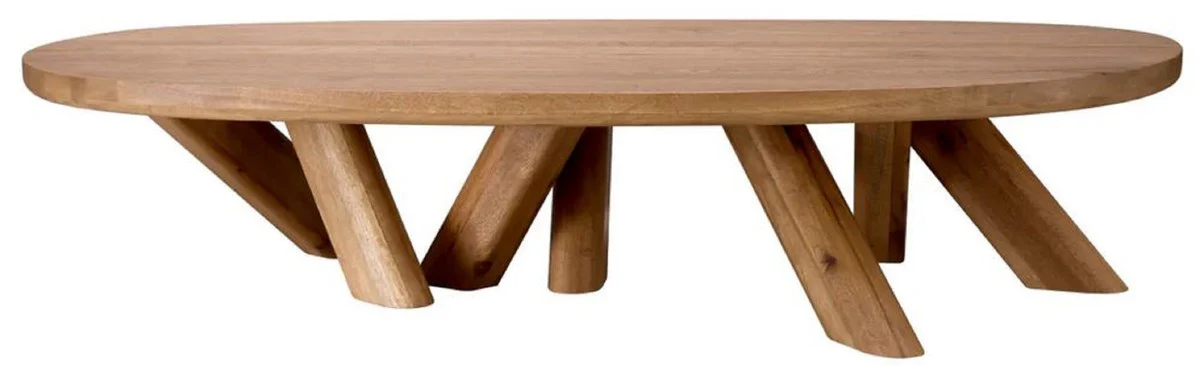 Luxus Massivholz Couchtisch Braun 170 x 85 x H. 35 cm - Ovaler Eichenholz Wohnzimmertisch - Wohnzimmer Möbel - Luxus Möbel - Luxus Qualität