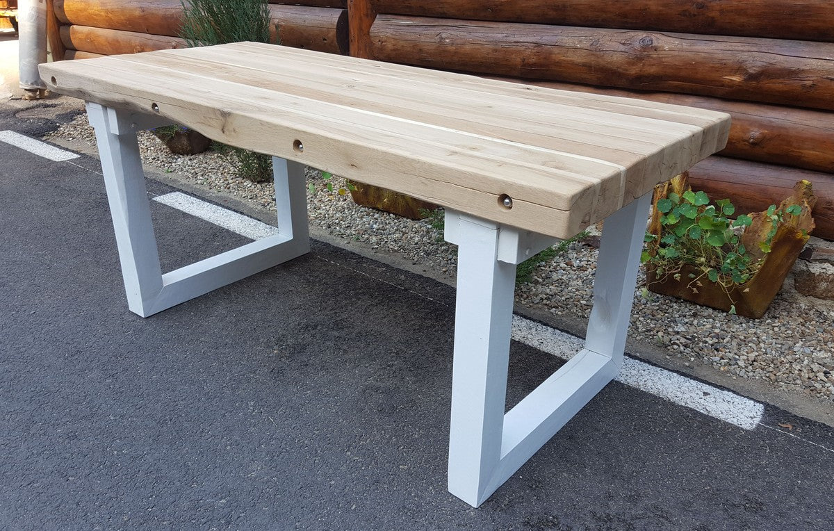 Luxus Massivholz Esstisch - Eiche/Weiss - 200 cm x 90 cm x H80 cm - Schwere Ausführung