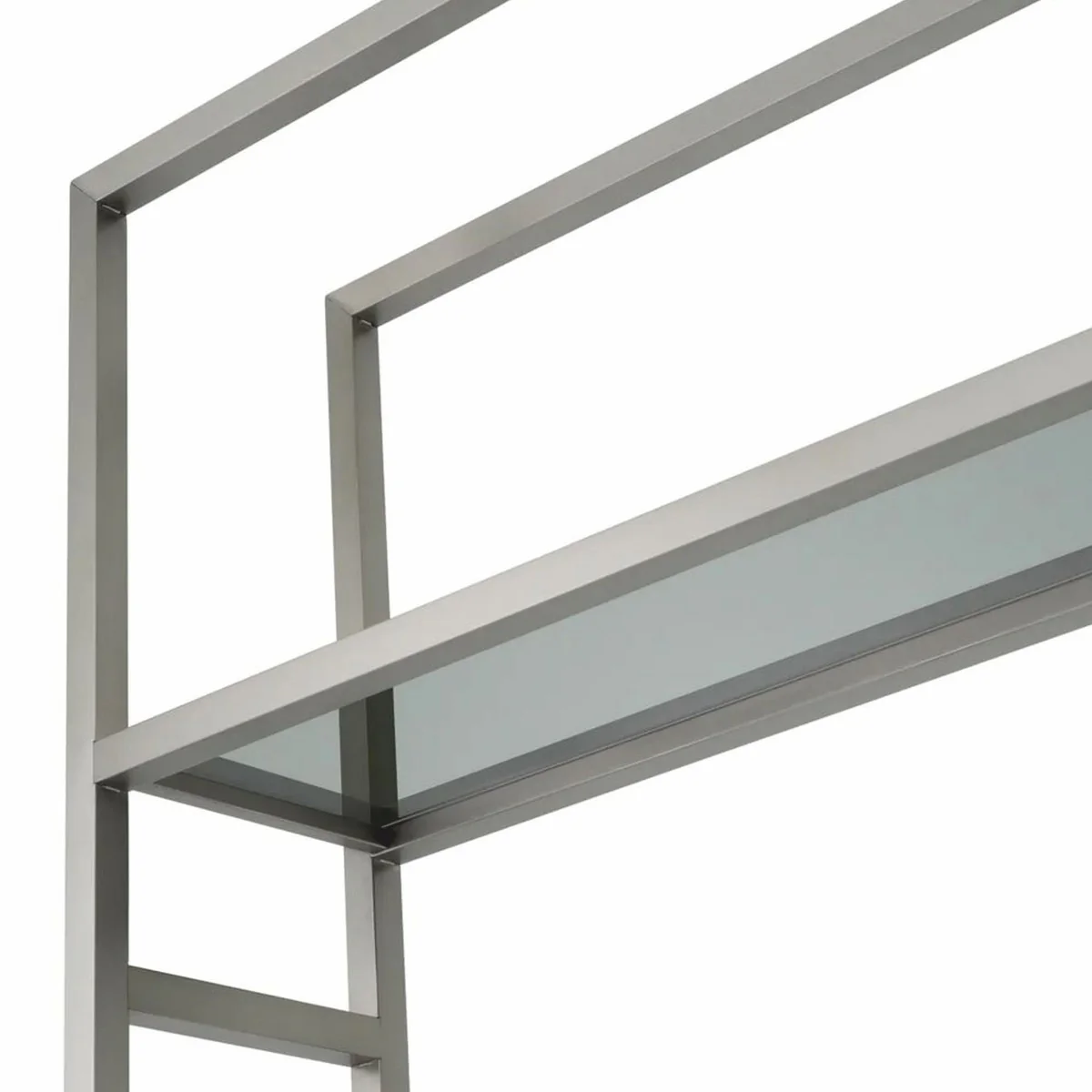 Luxus Regalschrank mit 5 Glasregalen Silber / Schwarz / Grau H. 240,5 cm - Luxus Möbel