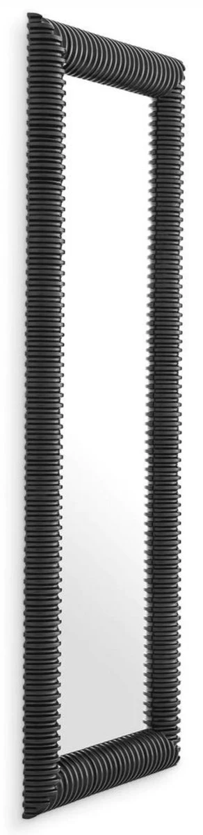 Luxus Wandspiegel Schwarz 80 x 6 x H. 200 cm - Rechteckiger Spiegel mit hochwertigem Mahagoni Rahmen - Wohnzimmer Spiegel - Schlafzimmer Spiegel - Garderoben Spiegel - Luxus Möbel