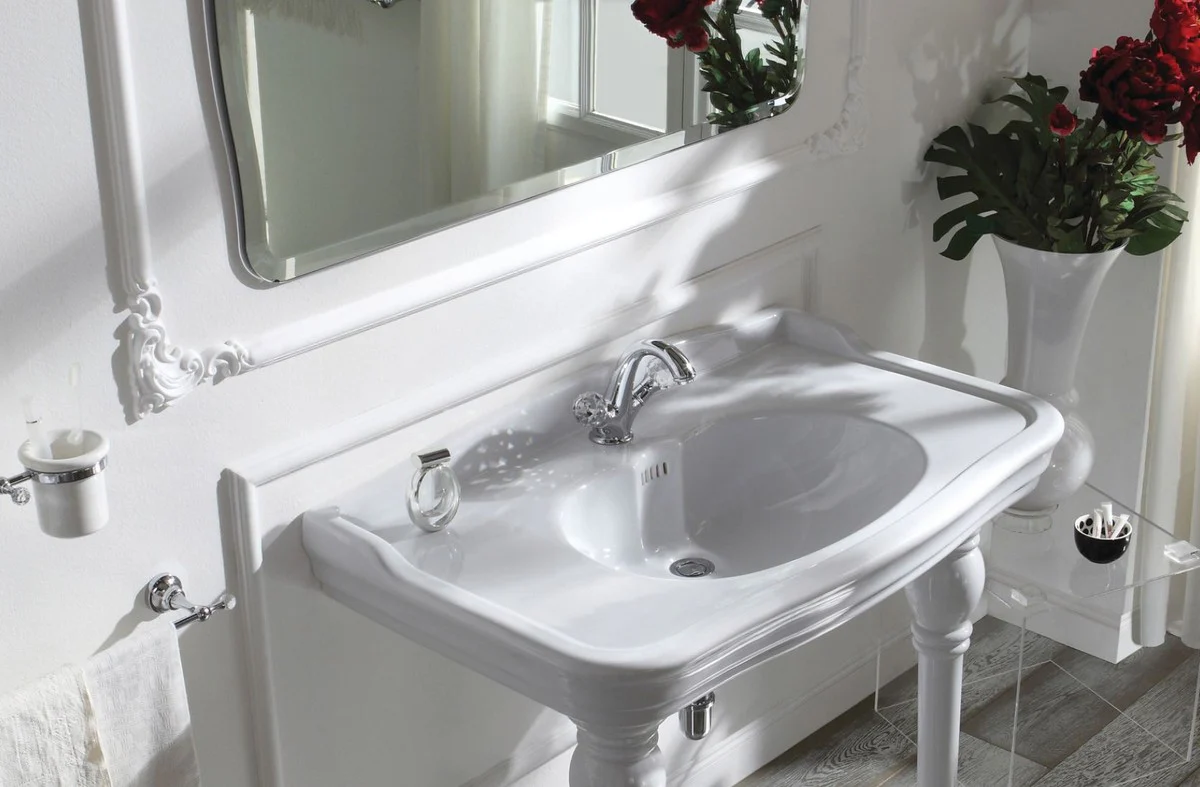 Luxus Waschtischarmatur mit Swarovski Kristallglas Silber 13,5 x H. 16,5 cm - Luxus Bad Zubehör Made in Italy