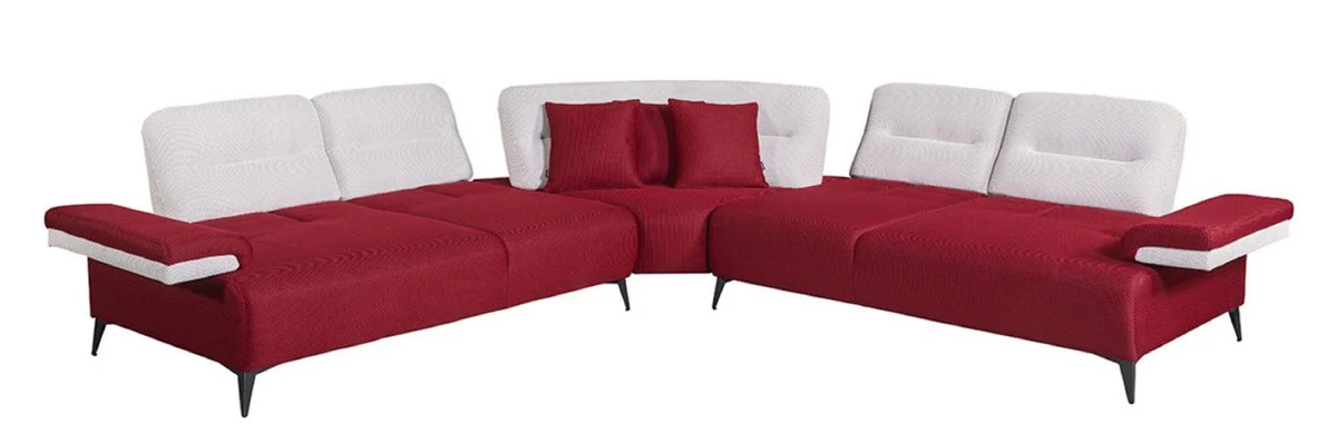 Luxus Ecksofa Bordeauxrot / Weiß / Grau 310 x 310 cm - Wohnzimmer Sofa