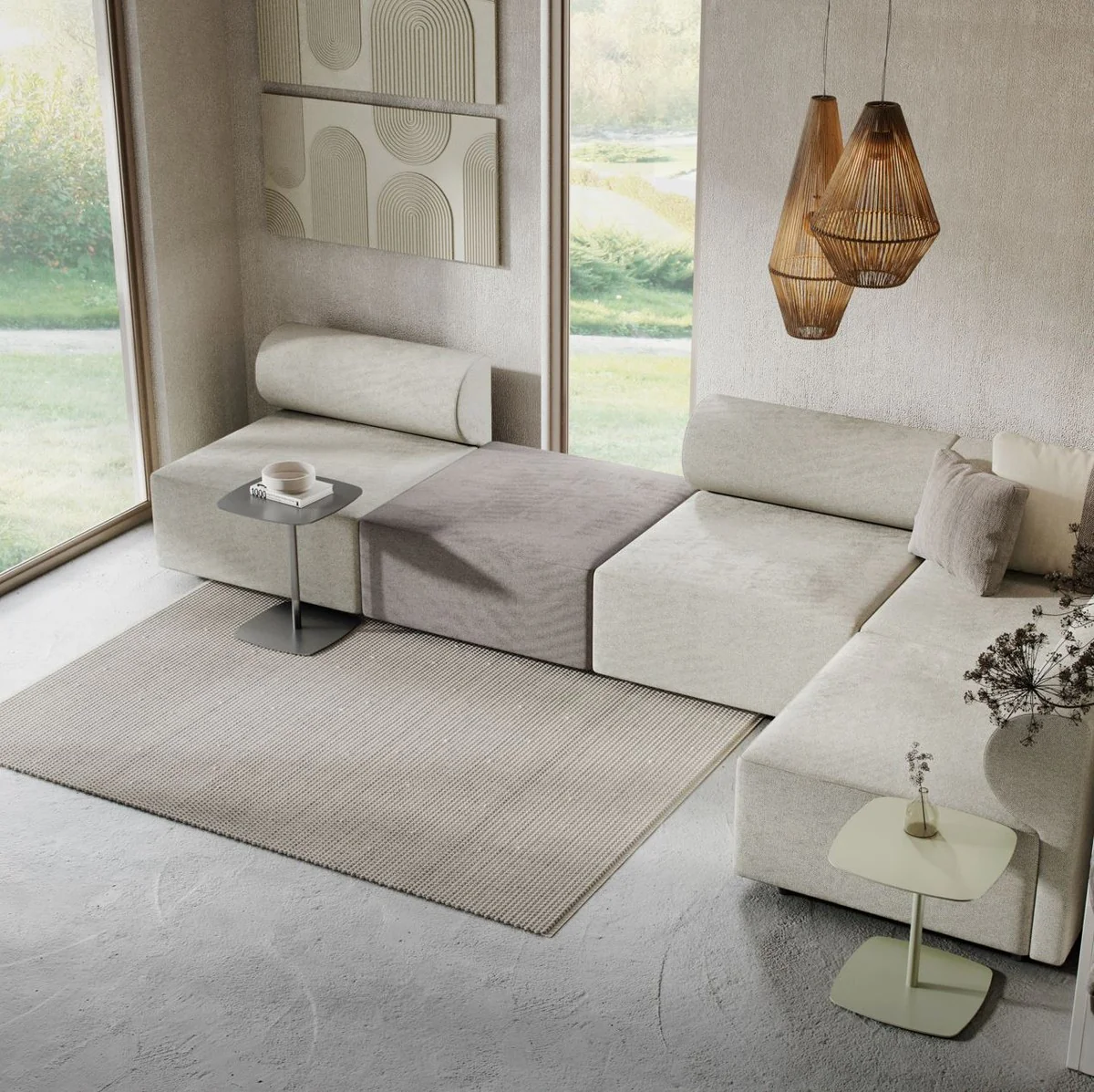 Luxus Ecksofa Grau / Dunkelgrau 360 x 180 cm - Modulares Wohnzimmer Sofa - Luxus Möbel