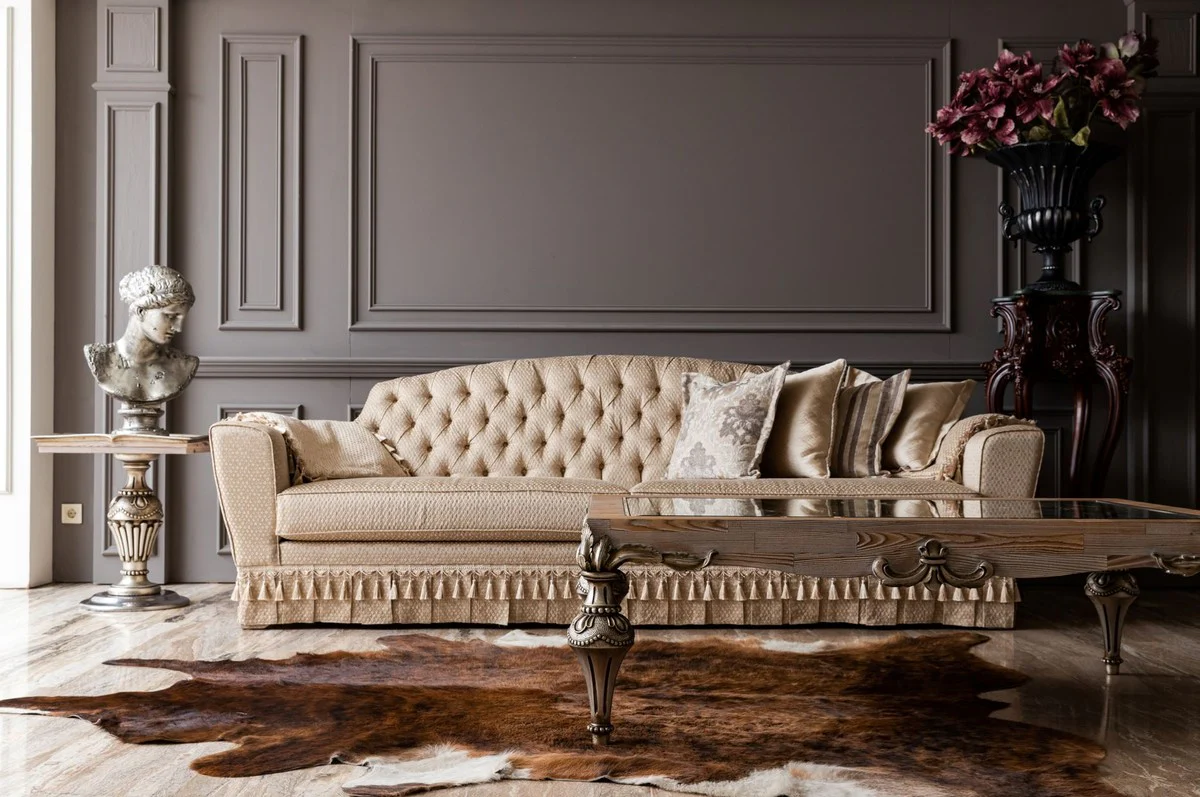 Luxus Barock Sofa Gold - Handgefertigtes Wohnzimmer Sofa im Barockstil - Barock Wohnzimmer Möbel