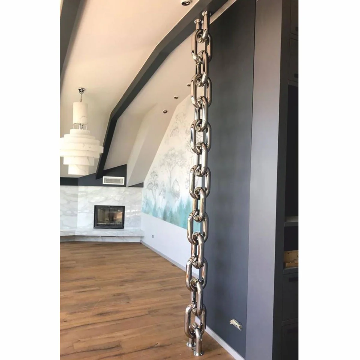 Luxus Edelstahl Heizung in Kettenform Silber H. 230 cm