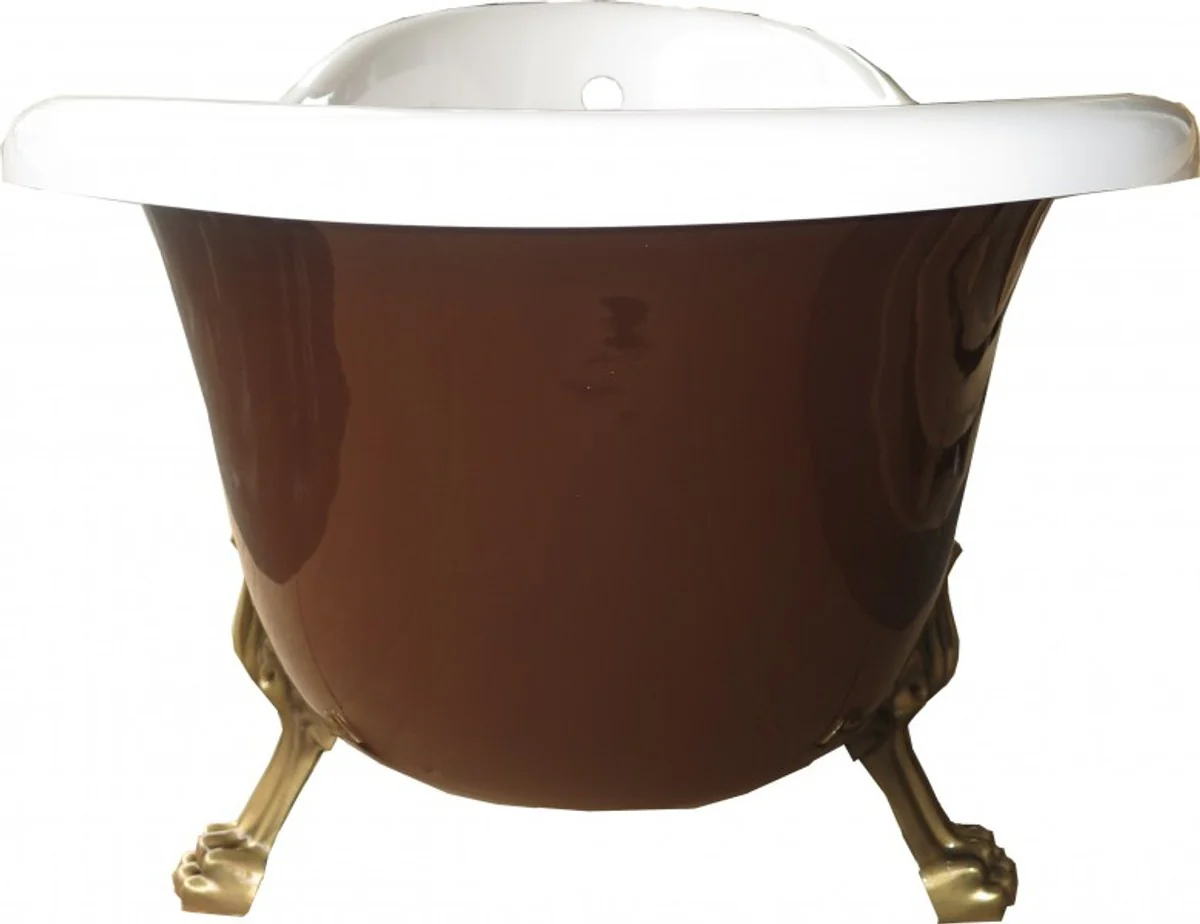 Freistehende Luxus Badewanne Jugendstil Roma Braun/Weiß/Altgold 1470mm von - Barock Antik Badezimmer