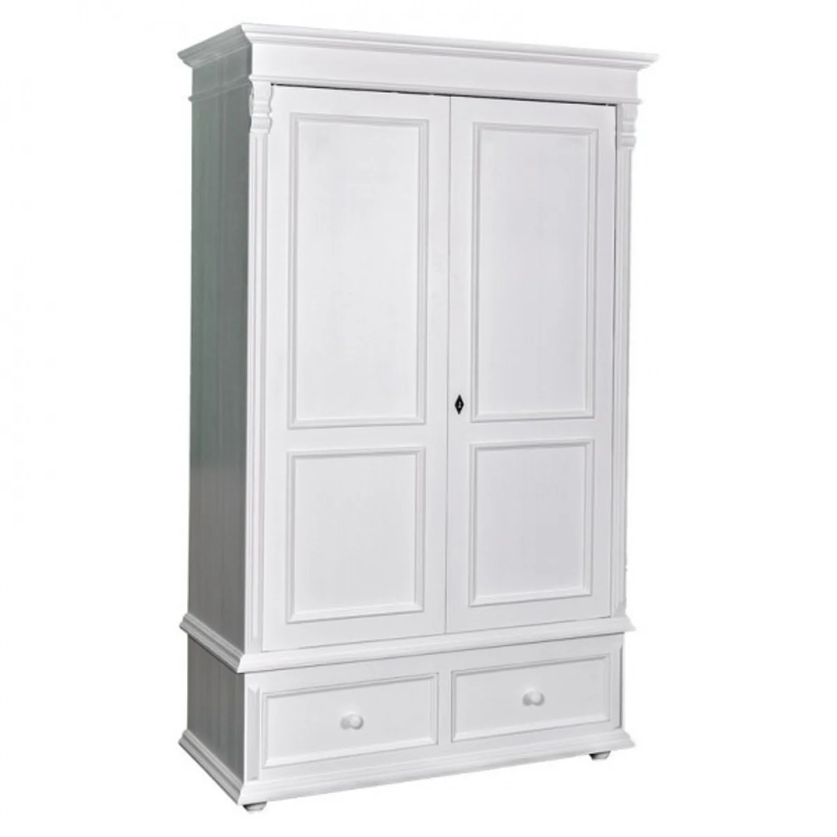 Landhaus Stil Kleiderschrank Weiß - Kleider Schrank Shabby H 206 cm B 127 cm T 61 cm