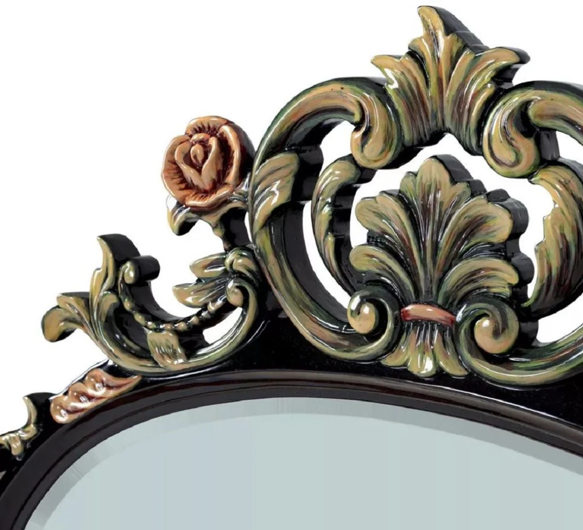 Luxus Barock Spiegel Schwarz / Mehrfarbig - Prunkvoller Massivholz Wandspiegel im Barockstil - Luxus Möbel im Barockstil - Barock Möbel - Edel & Prunkvoll