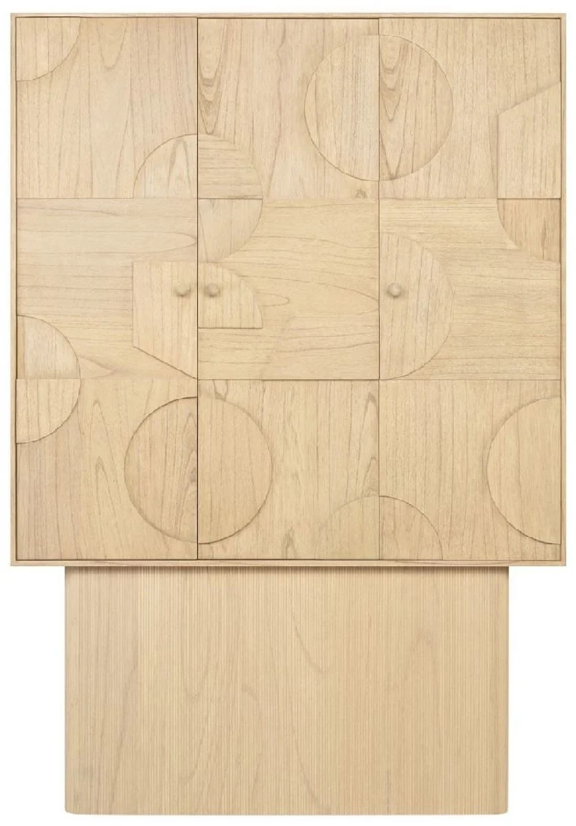 Luxus Designer Schrank Naturfarben 130 x 45 x H. 190 cm - Massivholz Regalschrank mit 3 Türen - Schlafzimmer Schrank - Wohnzimmer Schrank - Büro Schrank - Luxus Möbel