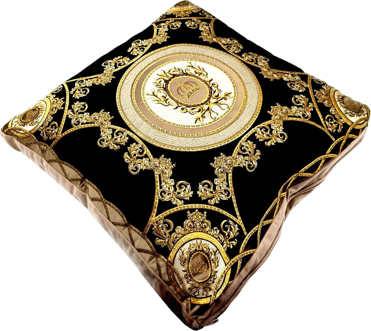 Harald Glööckler Luxus Deko Kissen Pompöös by Schwarz / Creme / Braun / Gold - Glööckler Kissen - Designer Zierkissen - Harald Glööckler Designer Deko Accessoires - Luxus Qualität