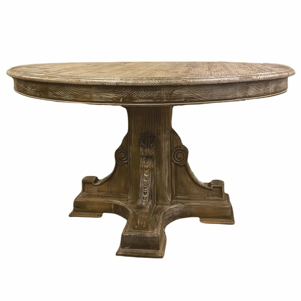 Luxus Landhausstil Esstisch Naturfarben / Braun Ø 140 cm - Esszimmer Möbel