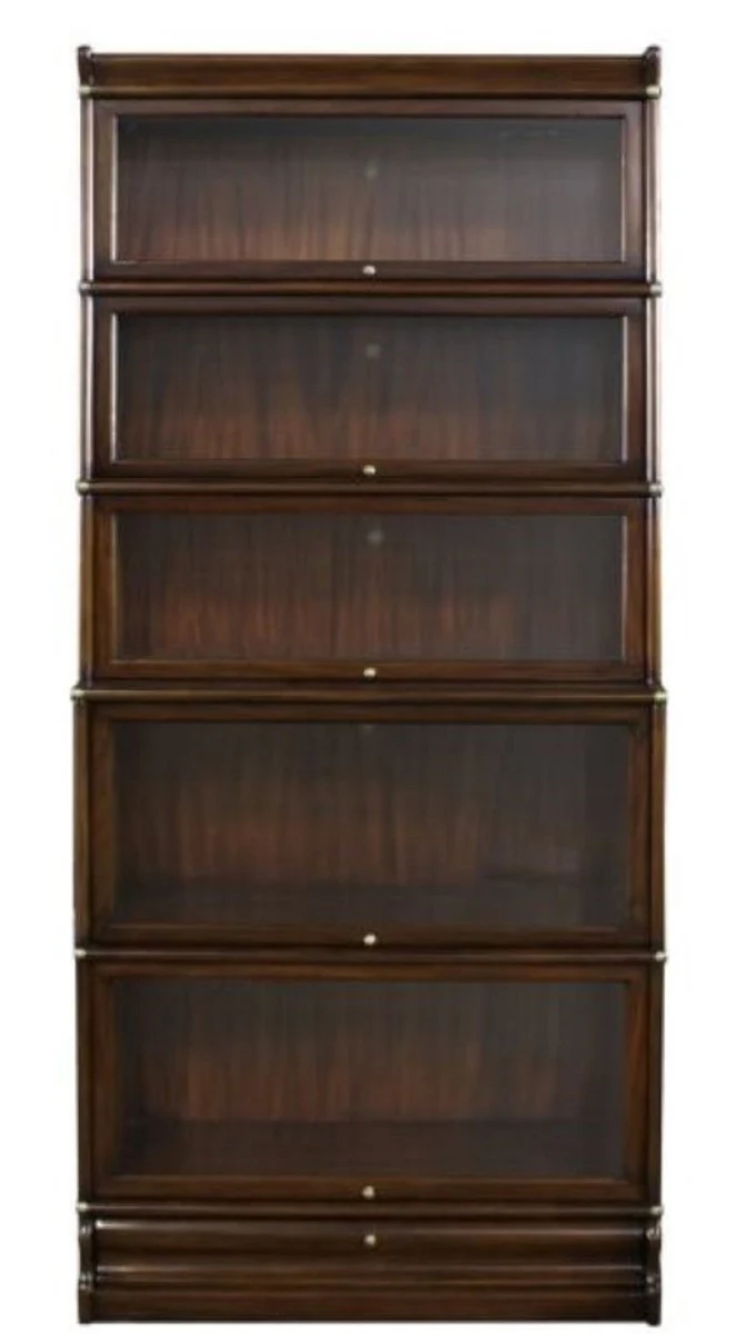 Luxus Mahagoni Bücherschrank mit 5 Glastüren und Schublade Dunkelbraun 86 x 36,5 x H. 197 cm - Luxus Möbel